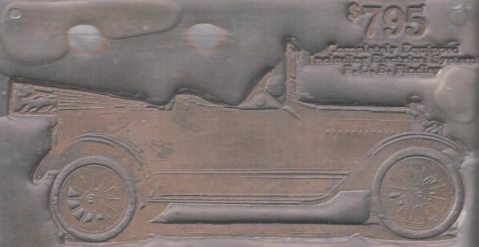 1916 GRANT SIX copper printers block - 
$795 
Completely Equipped 
Including Electrical System 
F.O.B. Findlay