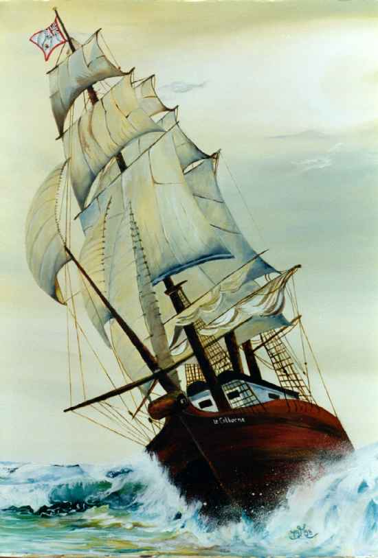 10 x 24 inch oil painting of the Brig
Colborne by Mireille Dupuis, August, 1998. 34Kb