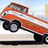 Section 'Papy's Story': Back in 1975-MacBottle amuses the audience 
driving his Type II 'Wheelstander'.