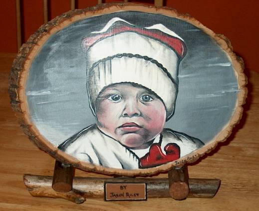 Painted Portrait on Wood Slab...Image Size: 12" x 9"