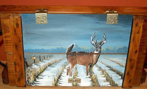 Whitetail Deer Feeding, Dims, 27" x 14" x 6"