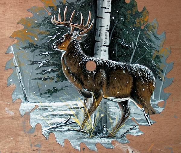 Whitetail Deer Walking Through the Snow, 14" Blade