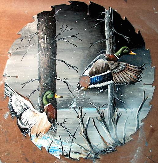 Mallard Ducks in FLight, 14" Blade