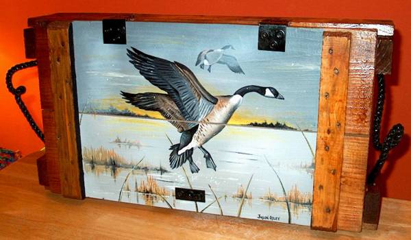 Canadian Geese in FLight, Crate Dims, 27" x 14" x 6" 