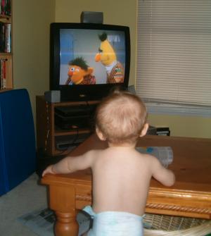 Can't talk -- watching Sesame Street