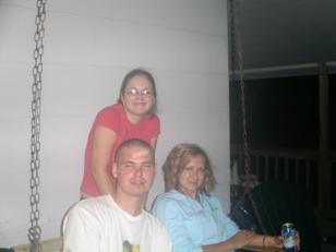 Me, Steve, and Susan...Steve thought he'd be smart and throw a glass bottle into our bonfire...that's why the bandaid is on his head