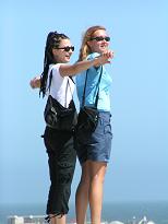 Kate and Susan, on top of the hill (ocean is in background, on bottom)