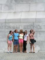 Slovak friend, Susan, Susan, Kate, and I standing in front of the memorial.
