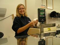 Susan waiting on a customer
