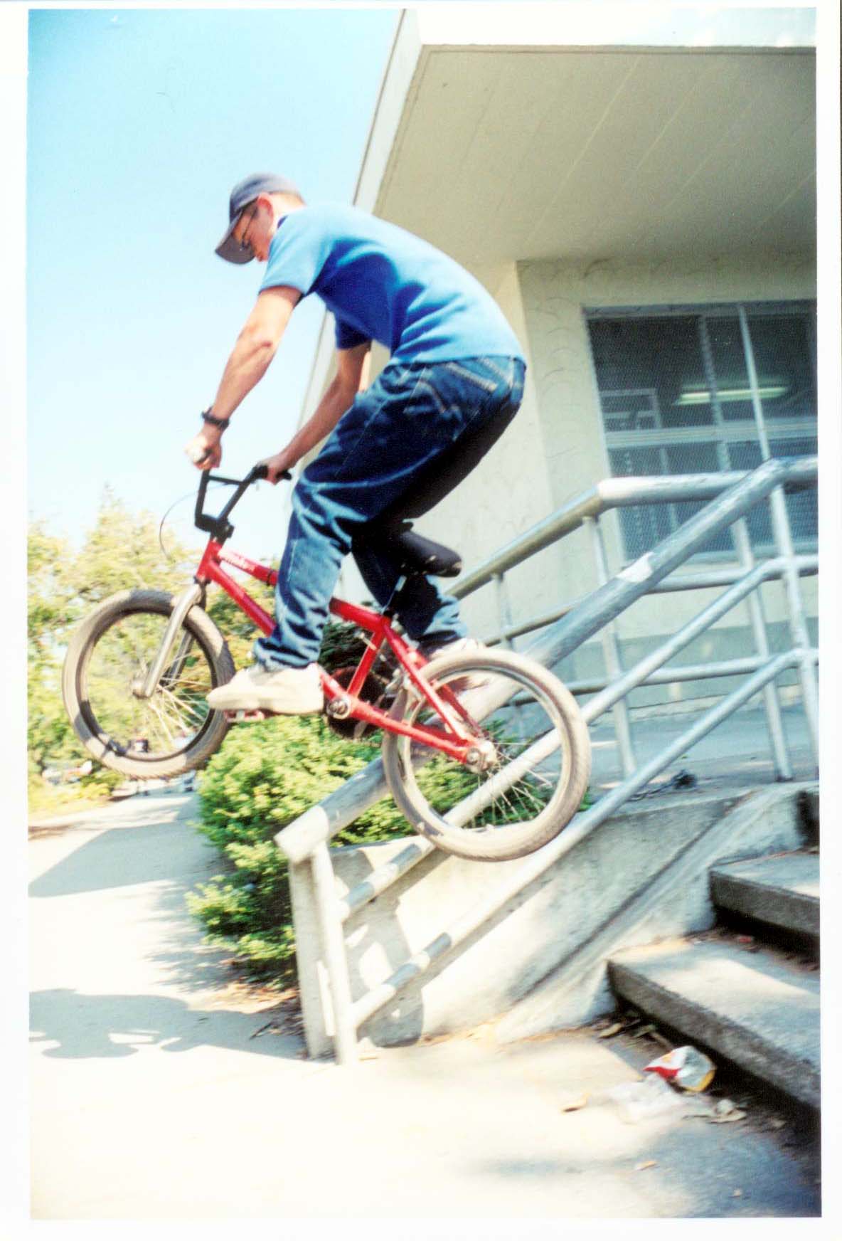 The talented little bastard doing a pedal ice down a rail.&nbsp; Photo courtesy of Carl