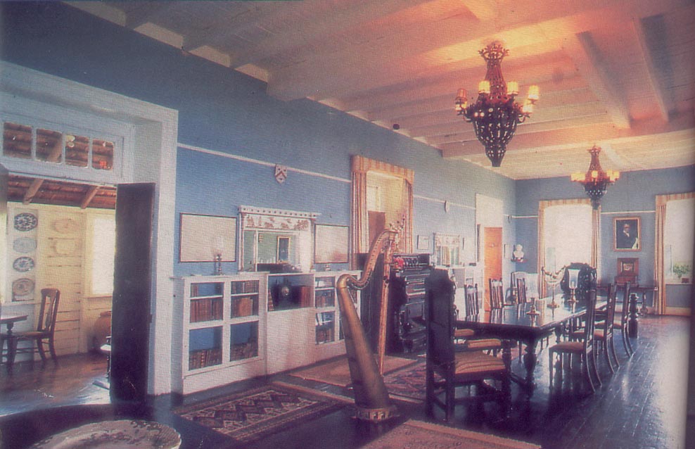 The ballroom contains instruments, books and furniture from two centuries ago.