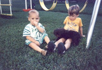 boys in backyard