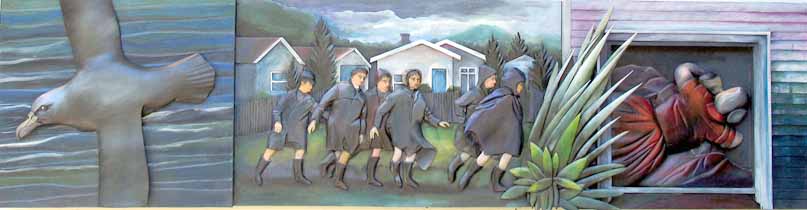 Christmas at the Miners' Hall, Blackball.
Size = 1220 x 400 x 40 mm.