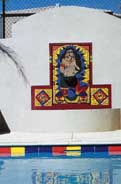 Fountain.  Mosaic by Kate Millington.  Click to see a larger photo.