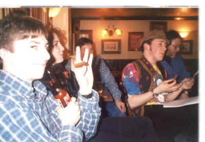 Pilgrim sitting around drinking a BUD!