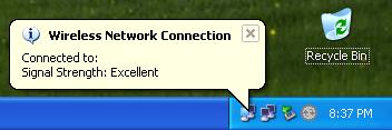 WLAN USB adapter connected to network