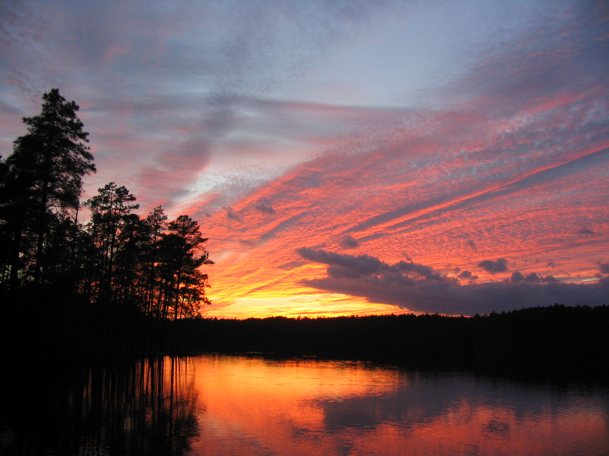 Sunset at Southern Pines Reservoir Park.