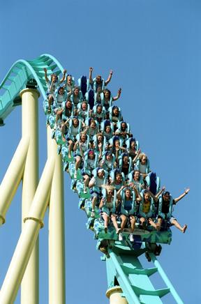 [Closeup of 144 ft. first drop]