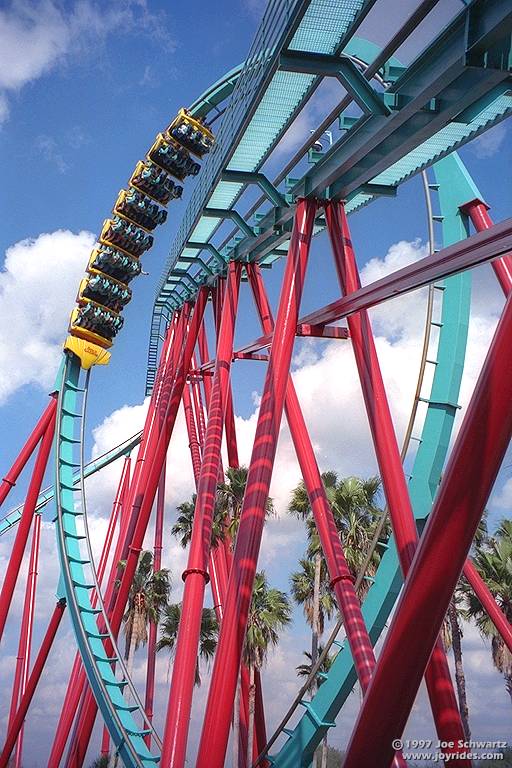 [Kumba's large vertical loop over the lift hill]