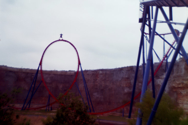 [Wide shot of vertical loop]