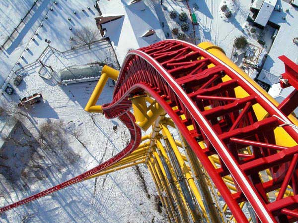 [Top Thrill Dragster's 270 degree spinning drop]