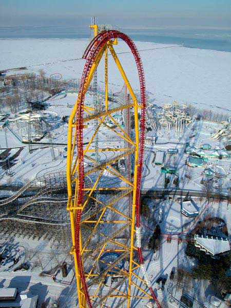 [Looking down on Top Thrill Dragster]