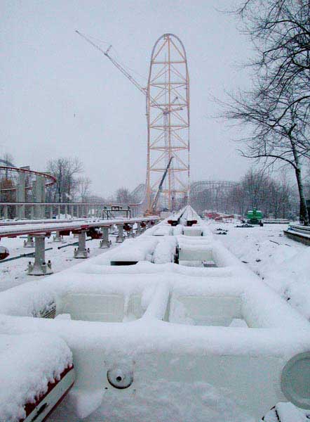 [Top Thrill Dragster in the snow]