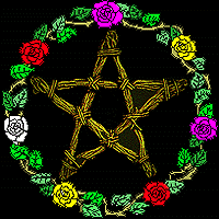 Pentacle of Rainbow Flowers