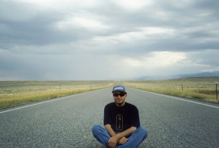 Sitting on a Wyoming road