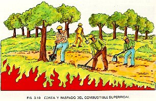 Corta y raspado del combustible superficial