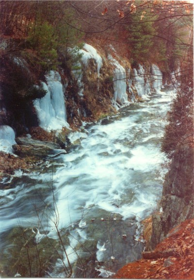 The spillway roaring in the springtime