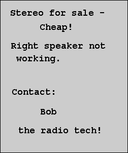Stereo For Sale -- Cheap!