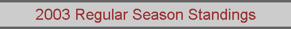 2003 Regular Season Standings