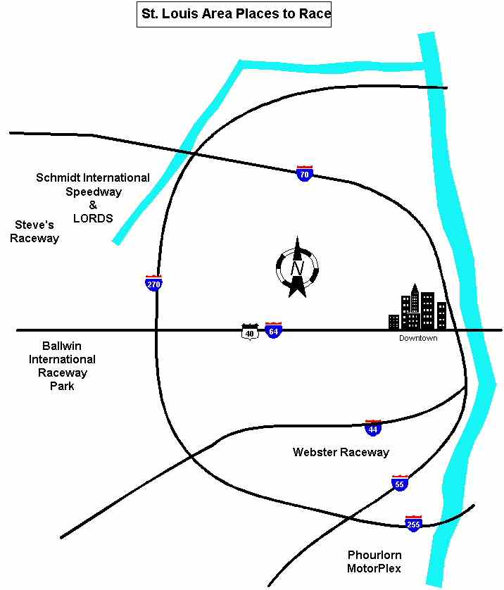 Map of area raceway's