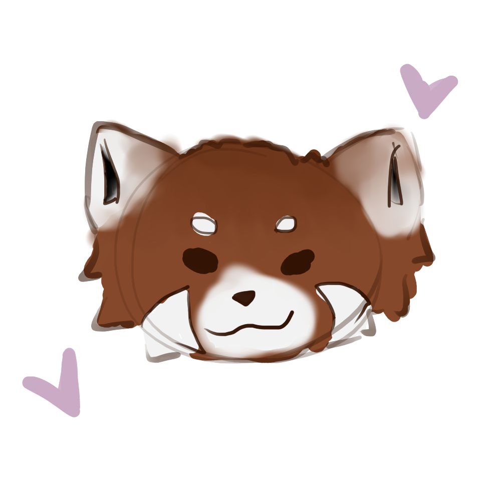 Red Panda with hearts around it 
