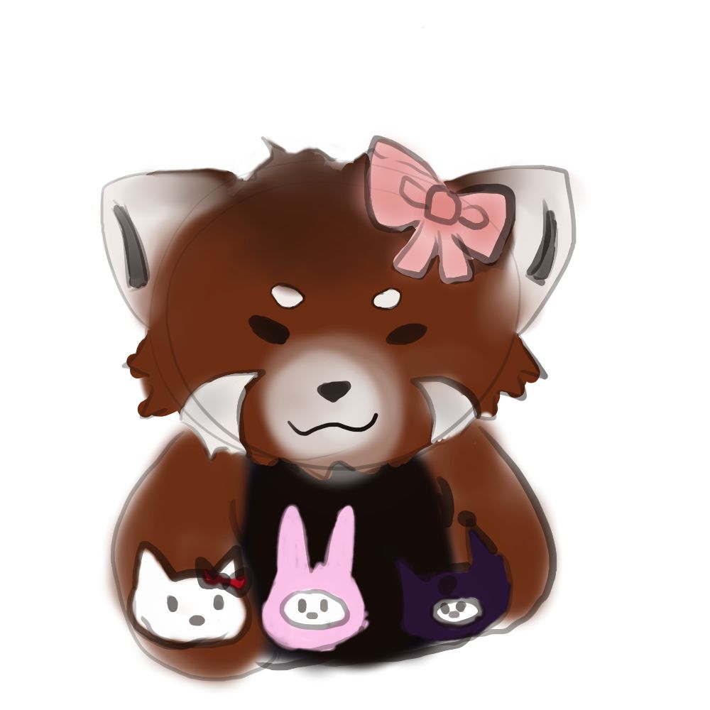 Red Panda with plushies