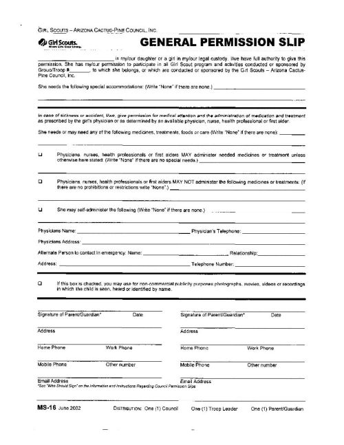 GSACPC General Permission Slip