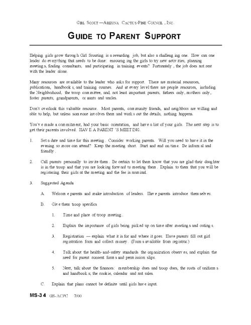 GSACPC MS-34 Guide To Parent Support