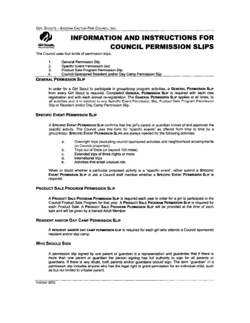 GSACPC Permission Slip Instructions