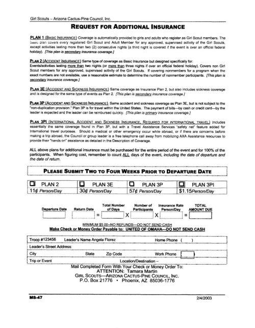 GSACPC Request for Additional Insurance Preview