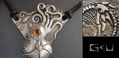 Collage of silver clay art.
