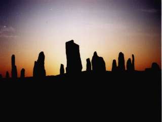 Sunrise at the Standing Stones of Callinish in Scotland. 
