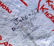 The wall outside Abbey Road Studios in Liverpool, England - my mom visited and wrote my sister's and my name on the wall