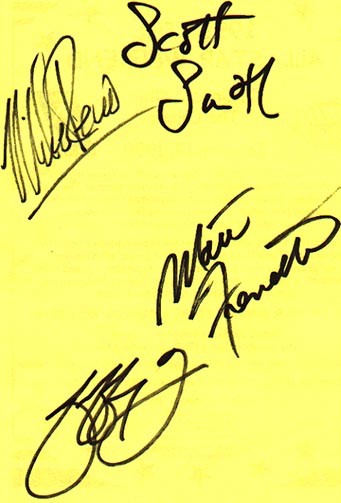 Autographs from 4 members of the band Loverboy - December 18, 1998