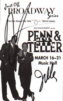 Penn & Teller (magician/comedians) - After a performance in Detroit - March 17, 1999