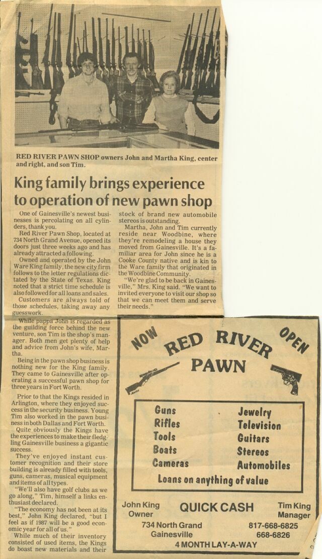 King Family opening Red River Pawn in 1985