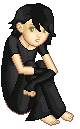 Idea was to use as much black as possible. I changed the colours a lot, but eventually thought of a little emo kid..and voila!--Izzy