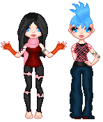 Ok...more museness... 
The one on the left is obviously Hysteria. The one on the right is my other muse, Fanya. Fanya is supposed to have sticky out, pointed ears, but its hard to make them look right on this base! >.<--Izzy