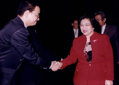 as a Director of Marketing of Sahid Jaya Jakarta welcomes Mrs. Megawati