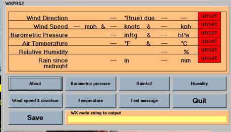 Data display screen of wxprs